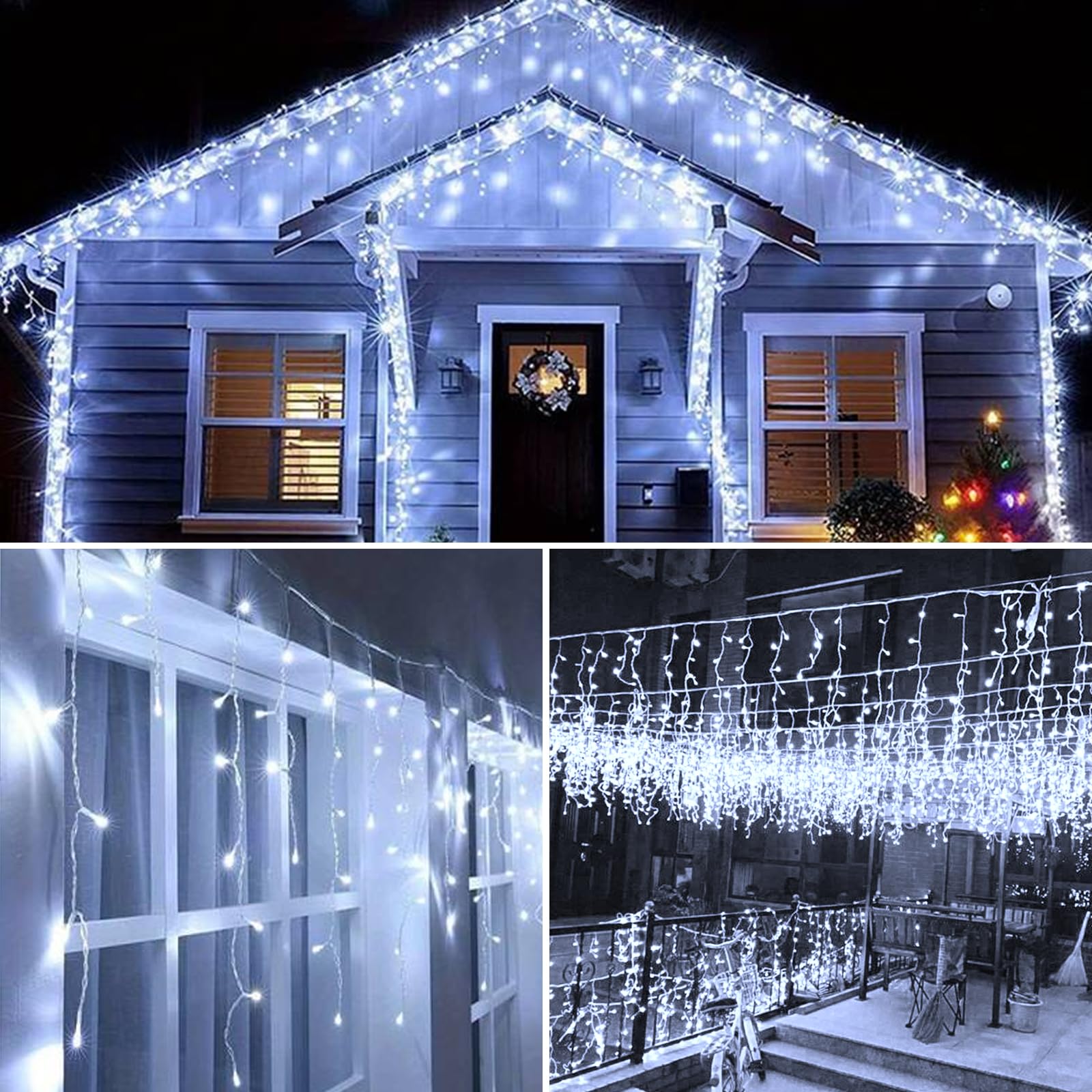 Instalatie Turturi Joyful Box, 30 Metri, 1200 LED-uri, Alb rece, Interconectabila, 8 jocuri de lumini, Interior-Exterior, Waterproof