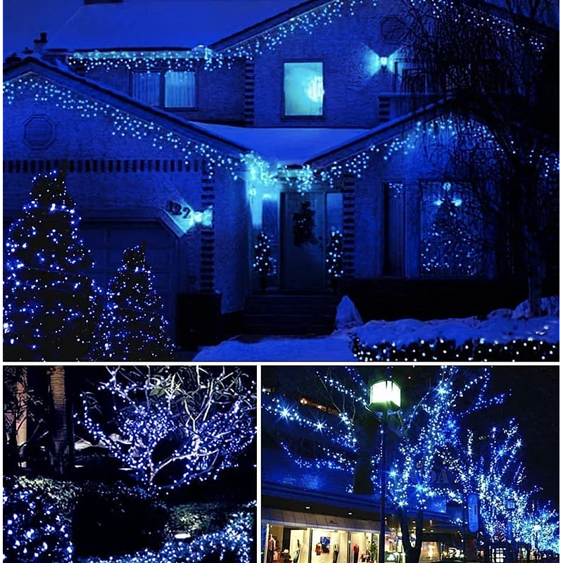 Instalatie Solara cu USB Joyful Box, 50 Metri, 500 LED-uri, Albastru, Panou solar mare, 2200mAh, 19 jocuri de lumini, Telecomanda Profesionala Wireless