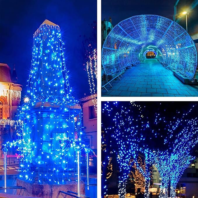 Instalatie Liniara Joyful Box, Albastru, 50 Metri, 250 LED-uri tip diamant si 8 jocuri de lumini, pentru interior si exterior