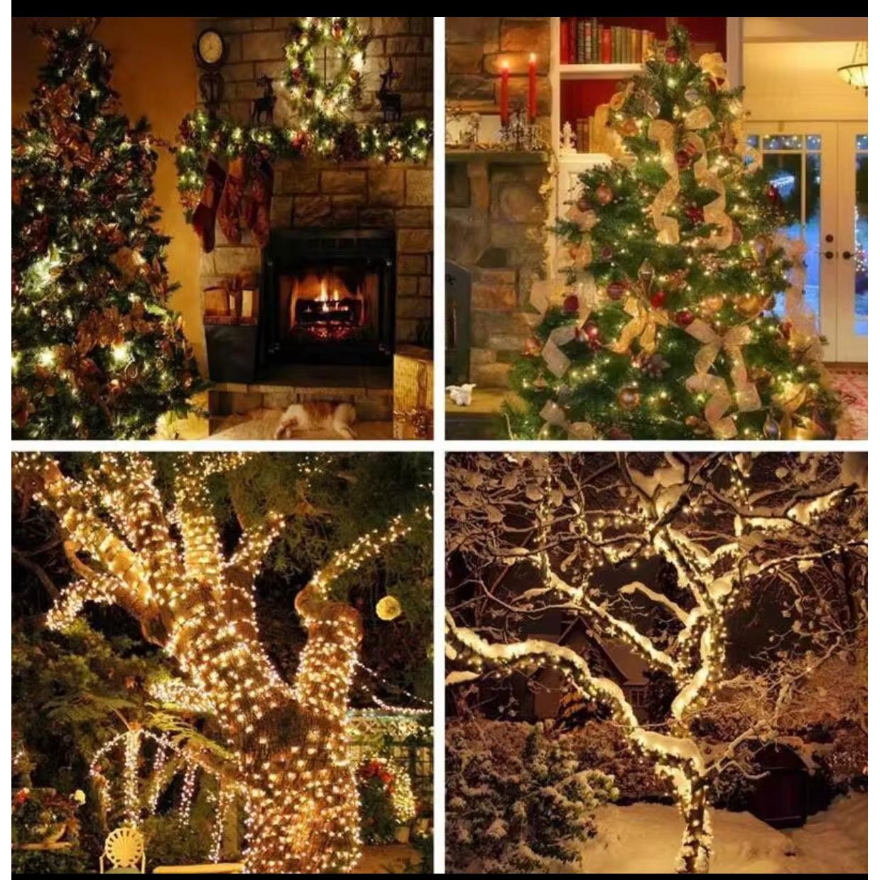 Instalatie Liniara Joyful Box, Galben, 50 Metri, 250 LED-uri tip diamant si 8 jocuri de lumini, pentru interior si exterior, Lumina alba calda