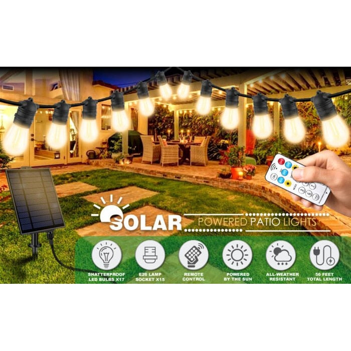 Ghirlanda Luminoasa Solara Joyful Box, Panou Solar si USB, 20 Metri, 20 Becuri, Becuri LED, Lumina calda, Telecomanda Wireless, IP65