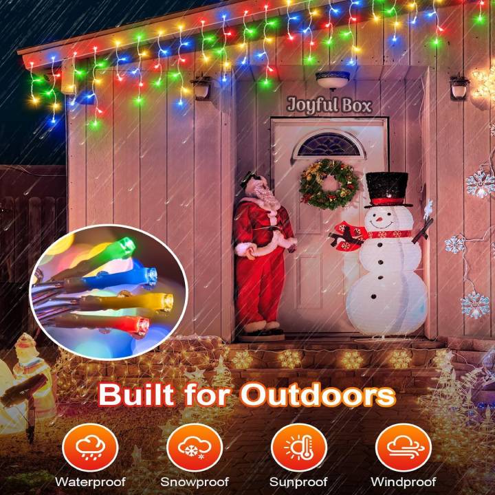 Instalatie Premium Turturi Joyful Box, 35 Metri, 700 LED-uri, Multicolor, Flash Alb, Interconectabila, Cablu alb cauciucat