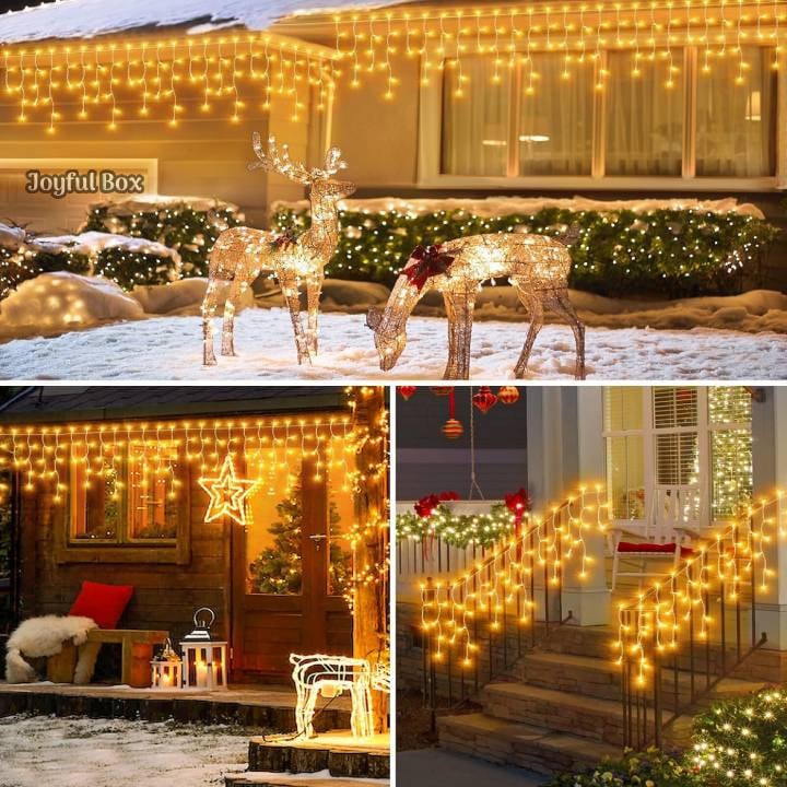 Instalatie Turturi Joyful Box, 30 Metri, 1200 LED-uri, Galben, Interconectabila, 8 jocuri de lumini, Interior-Exterior, Waterproof