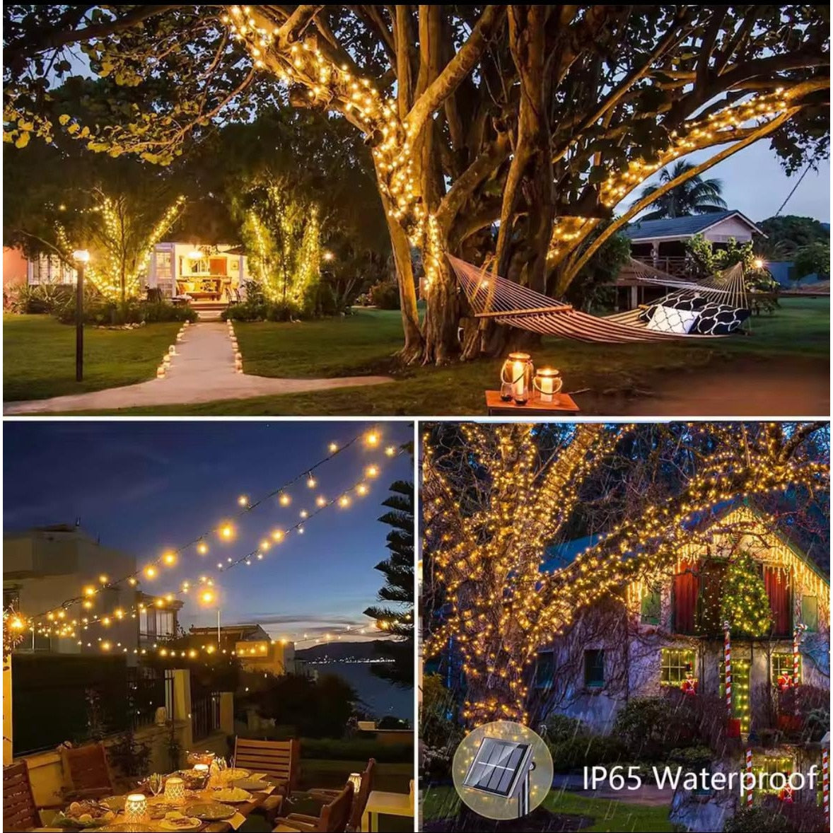 Instalatie Solara Joyful Box, 10 Metri, 100 LED-uri, Galben, Panou solar, 8 jocuri de lumini