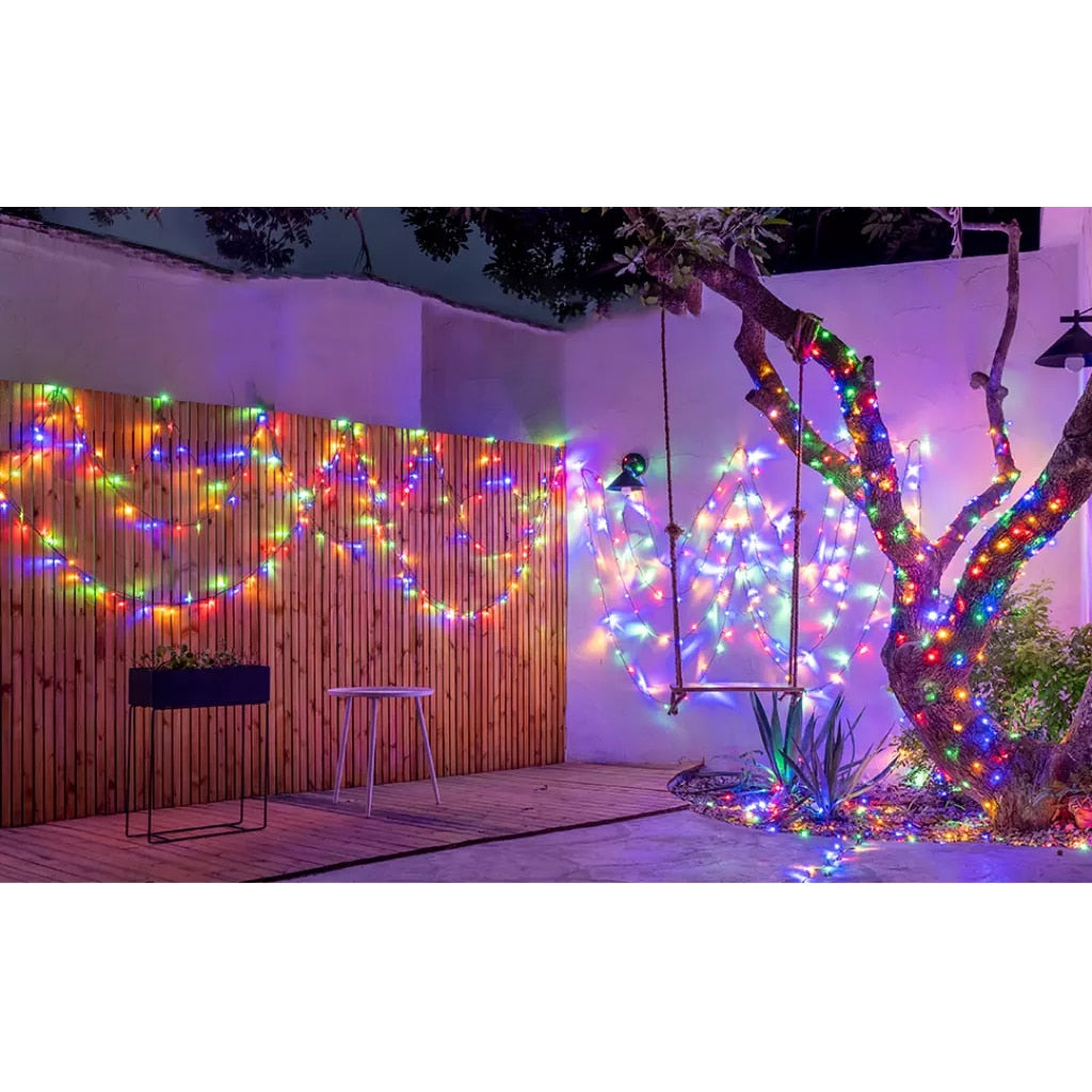 Instalatie Solara Joyful Box, 50 Metri, 500 LED-uri, Multicolor, Panou solar mare, 1200mAh, Telecomanda Wireless