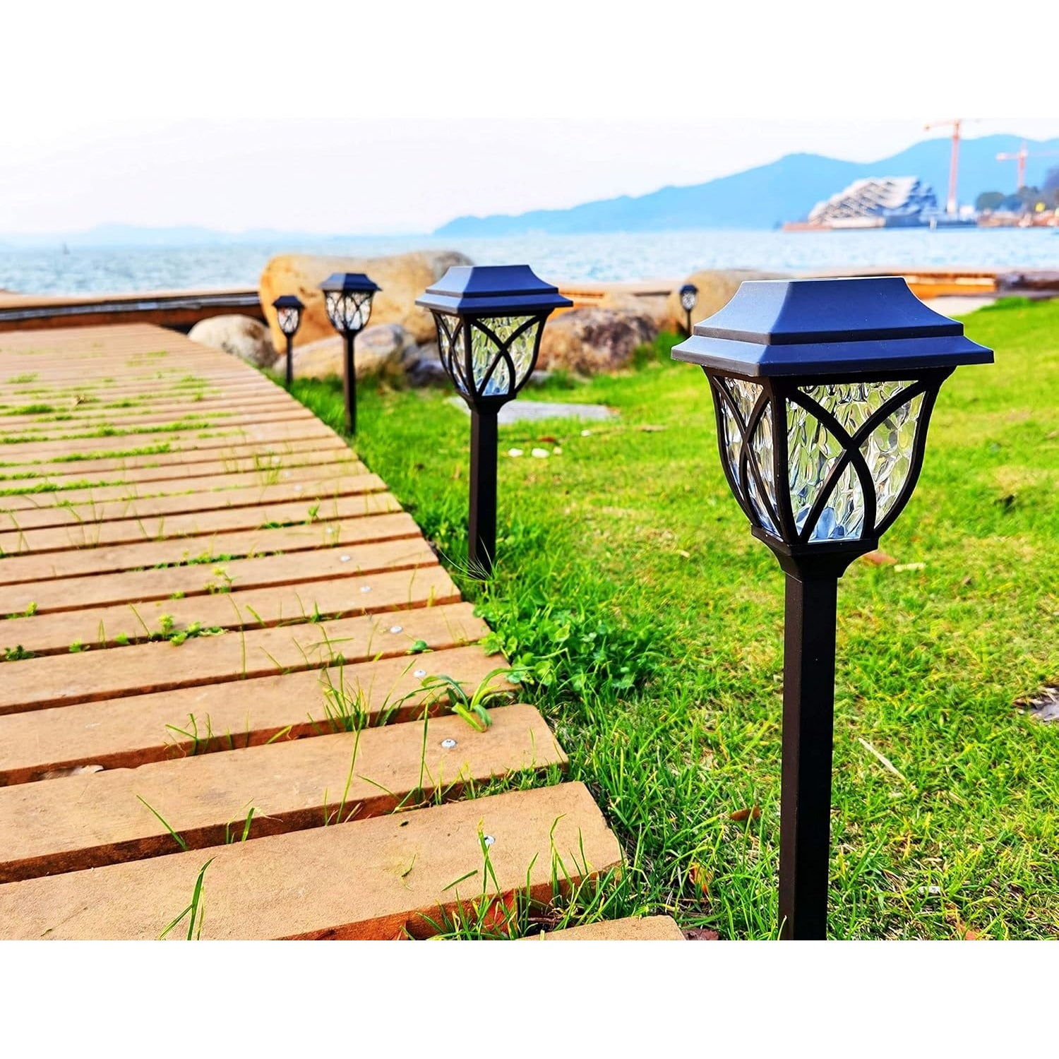 Set 4 Lampi Solare Decorative Joyful Box, LED lumina calda, Negru Royal, Design modern, 2000mAh, Exterior, IP66