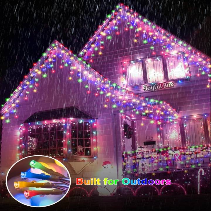 Instalatie Premium Turturi Joyful Box, 35 Metri, 700 LED-uri, Multicolor, Flash Alb, Interconectabila, Cablu alb cauciucat