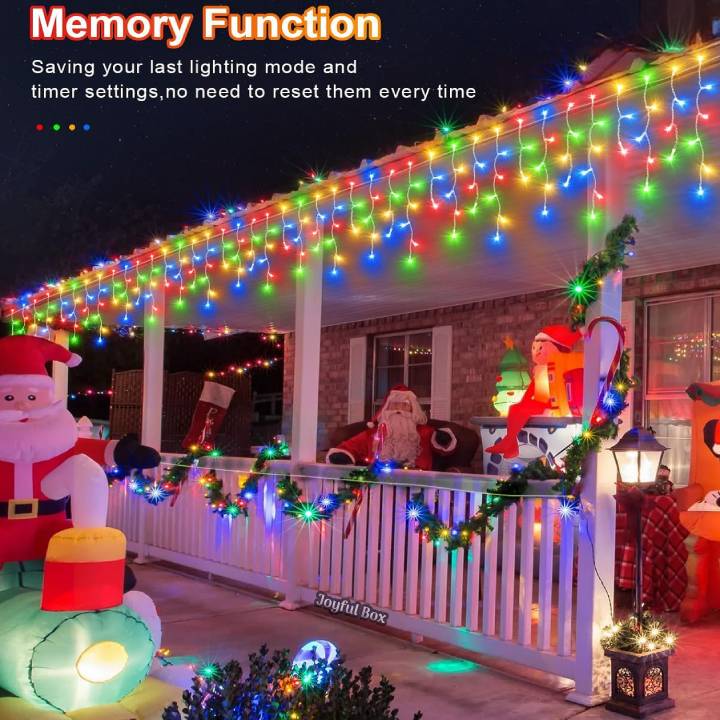 Instalatie Premium Turturi Joyful Box, 35 Metri, 700 LED-uri, Multicolor, Flash Alb, Interconectabila, Cablu alb cauciucat