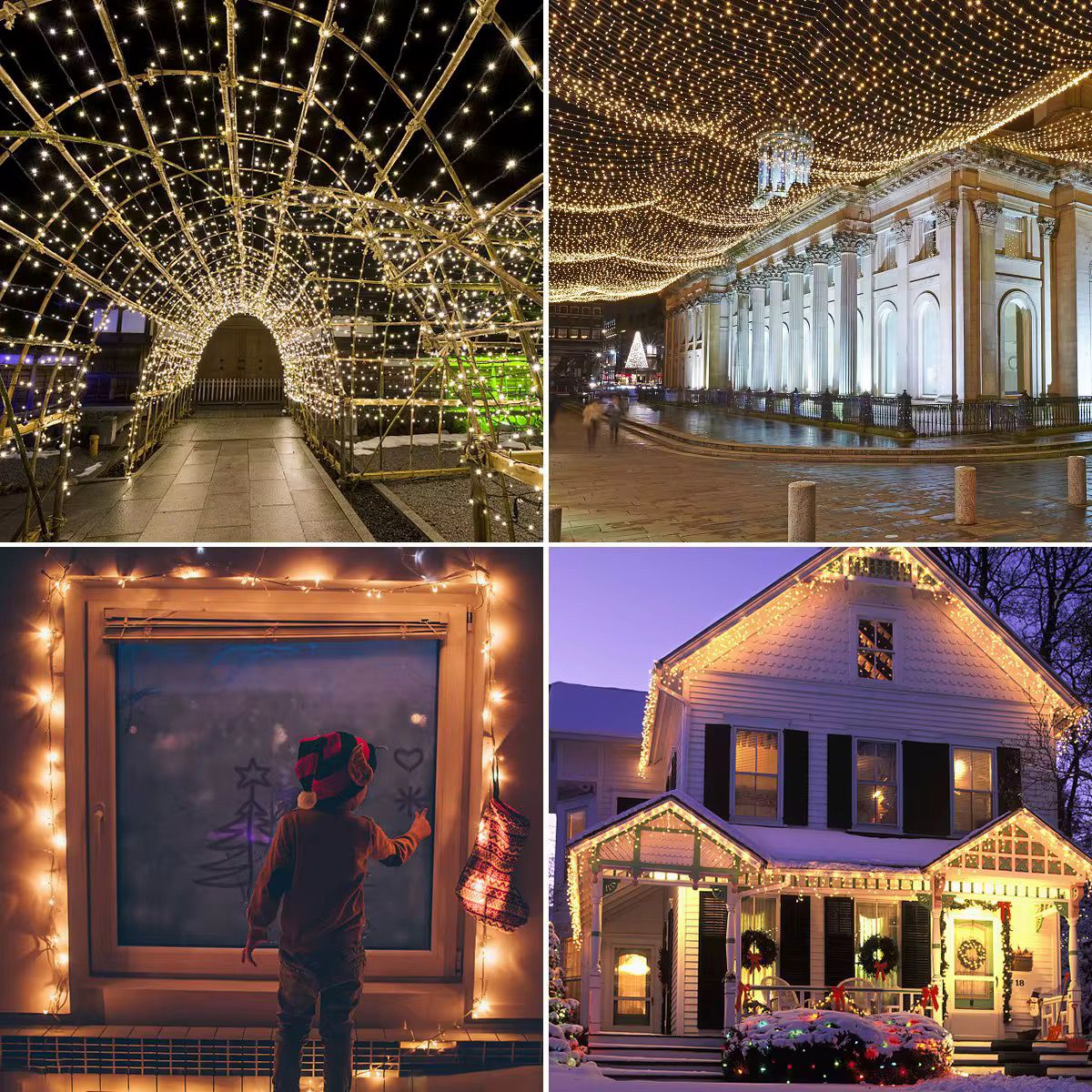 Instalatie Liniara Joyful Box, Galben, 50 Metri, 250 LED-uri tip diamant si 8 jocuri de lumini, pentru interior si exterior, Lumina alba calda