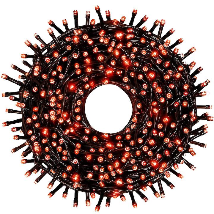 Instalatie Liniara Joyful Box, Rosu, 50 Metri, 250 LED-uri tip diamant si 8 jocuri de lumini, pentru interior si exterior