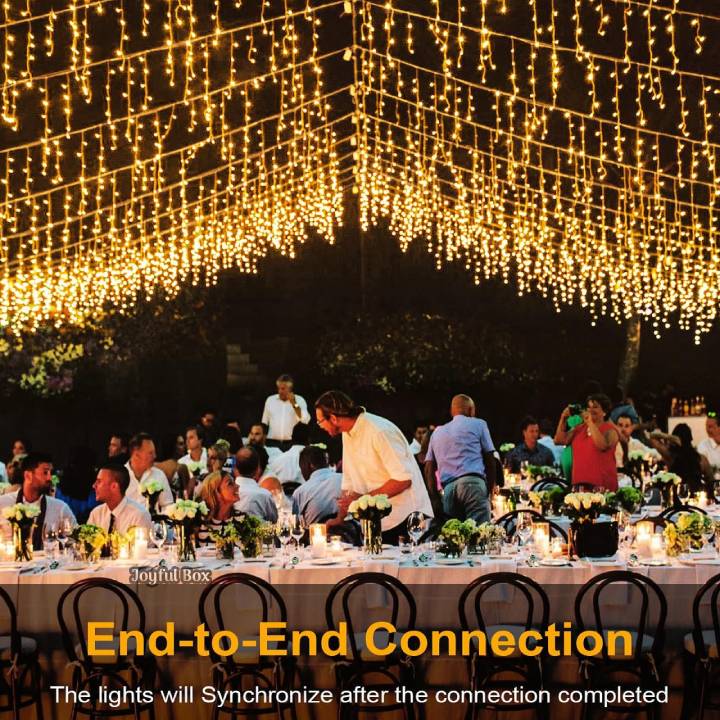 Instalatie Premium Turturi Joyful Box, 50 Metri, 1000 LED-uri, Galben, Flash Alb, Interconectabila, Cablu alb cauciucat