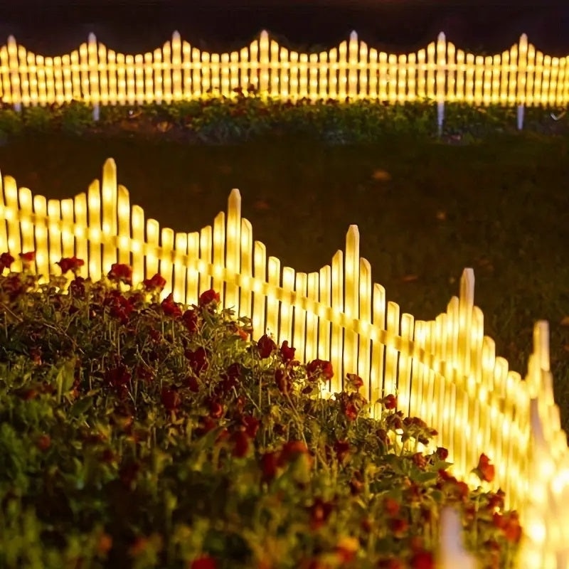 Gard decorativ cu LED-uri Joyful Box, 2.8 Metri, Galben, 8 moduri de iluminare, Interconectabil, Interior-Exterior, Lumina Alba Calda, 220W