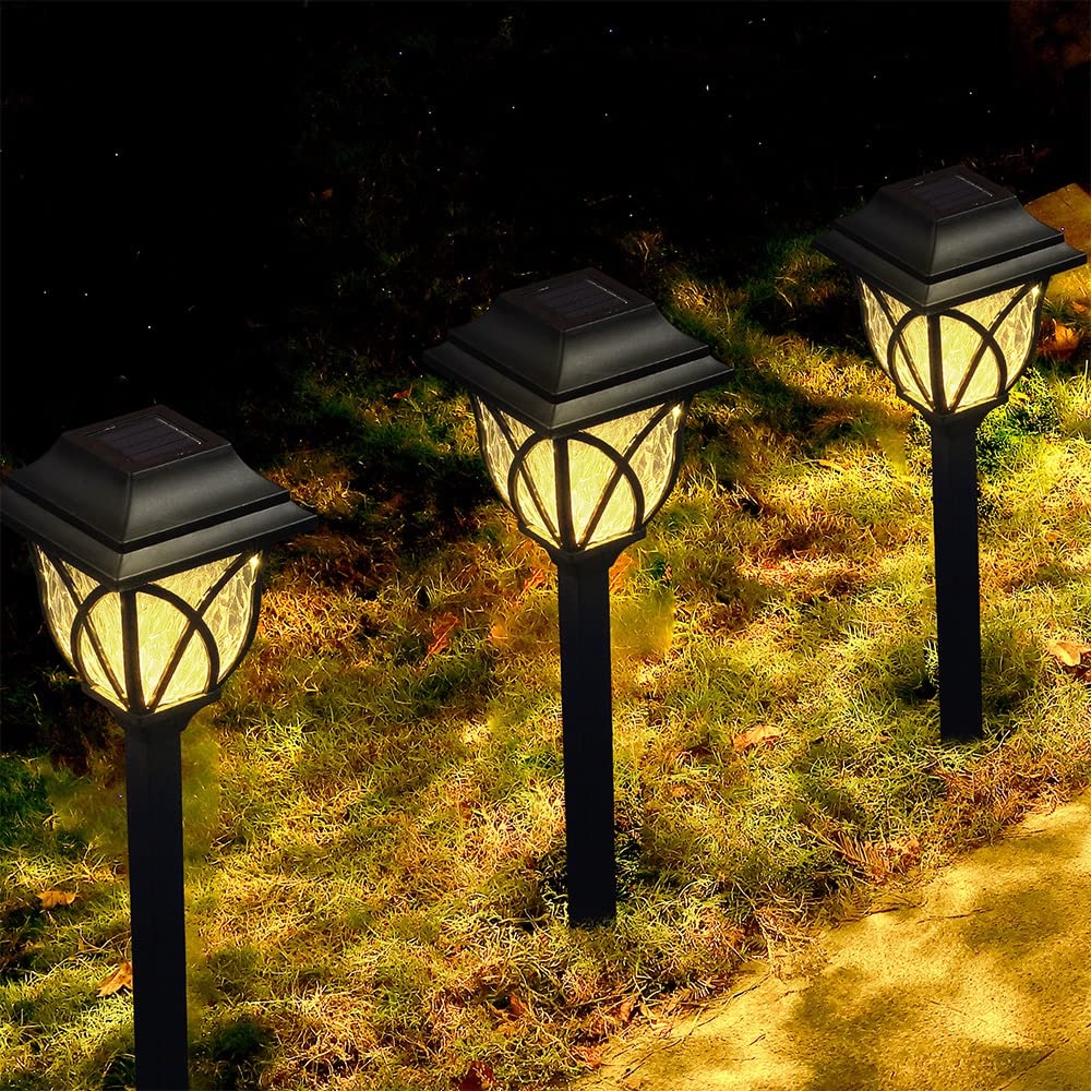 Set 4 Lampi Solare Decorative Joyful Box, LED lumina calda, Negru Royal, Design modern, 2000mAh, Exterior, IP66