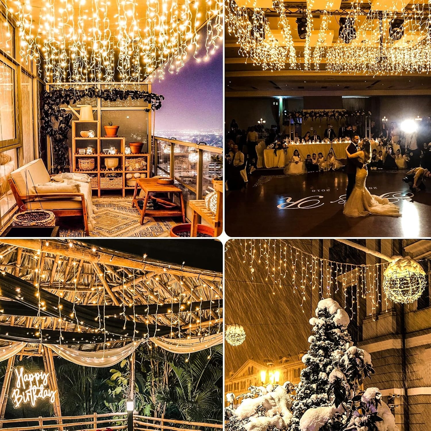 Instalatie Turturi Joyful Box, 12 Metri, 300 LED-uri, Galben, Interconectabila, 8 jocuri de lumini, Interior-Exterior, Waterproof