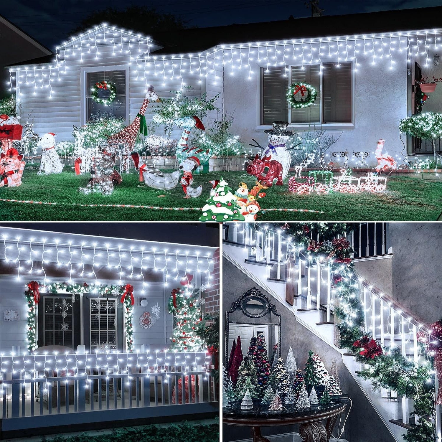 Instalatie Turturi Joyful Box, 30 Metri, 1200 LED-uri, Alb rece, Interconectabila, 8 jocuri de lumini, Interior-Exterior, Waterproof
