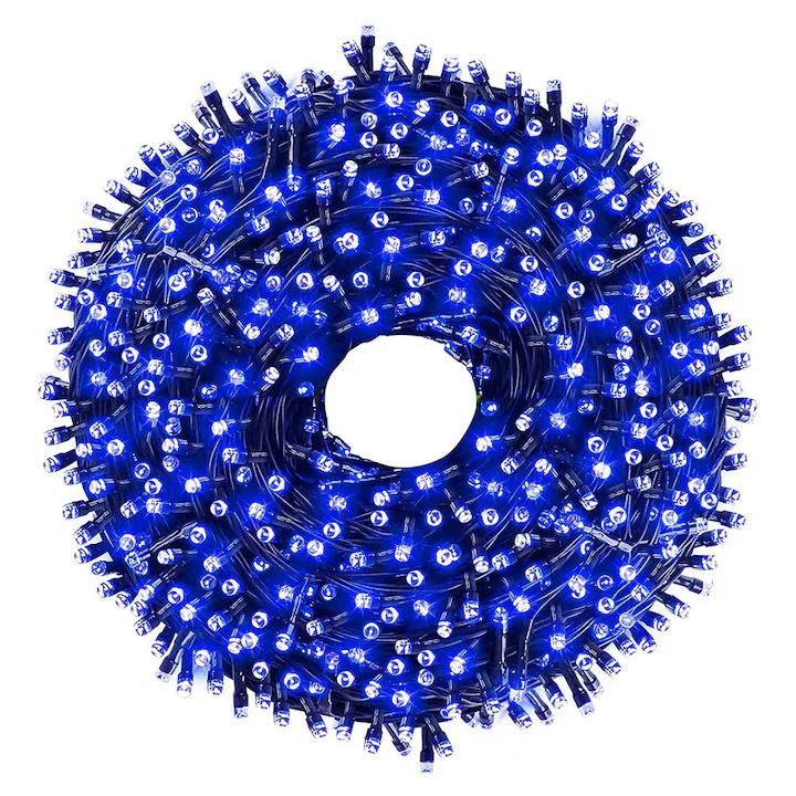 Instalatie Liniara Joyful Box, Albastru, 50 Metri, 250 LED-uri tip diamant si 8 jocuri de lumini, pentru interior si exterior