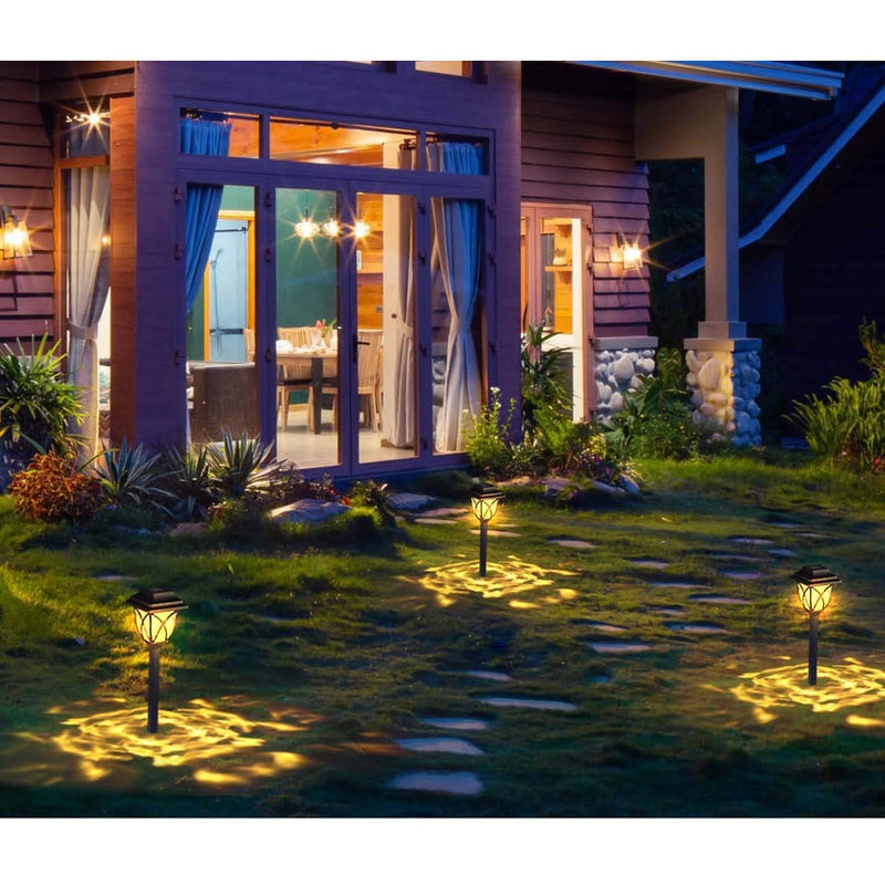 Set 4 Lampi Solare Decorative Joyful Box, LED lumina calda, Negru Royal, Design modern, 2000mAh, Exterior, IP66