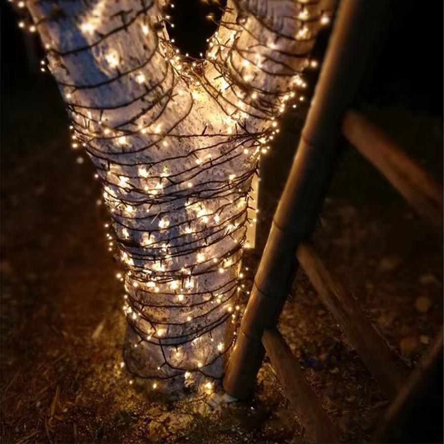 Instalatie Liniara Joyful Box, Galben, 50 Metri, 250 LED-uri tip diamant si 8 jocuri de lumini, pentru interior si exterior, Lumina alba calda