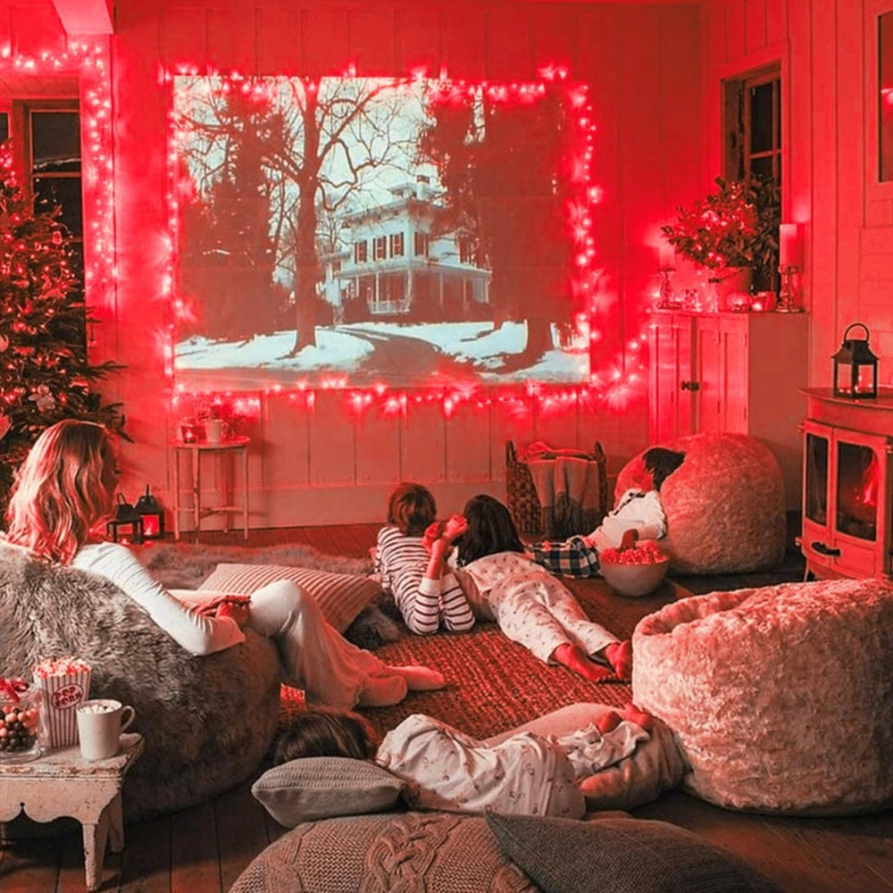 Instalatie Liniara Joyful Box, Rosu, 100 Metri, 500 LED-uri tip diamant si 8 jocuri de lumini, pentru interior si exterior