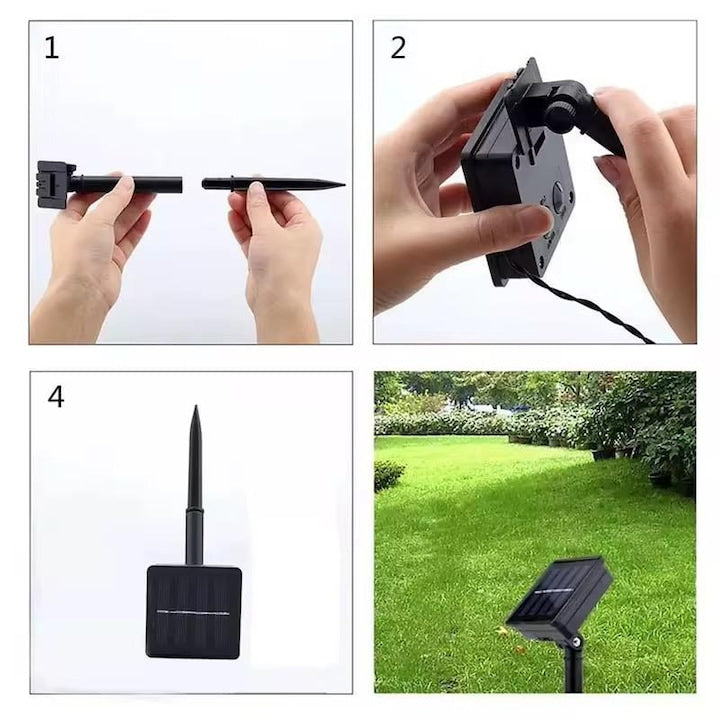 Instalatie Solara Joyful Box, 10 Metri, 100 LED-uri, Multicolor, Panou solar, 8 jocuri de lumini