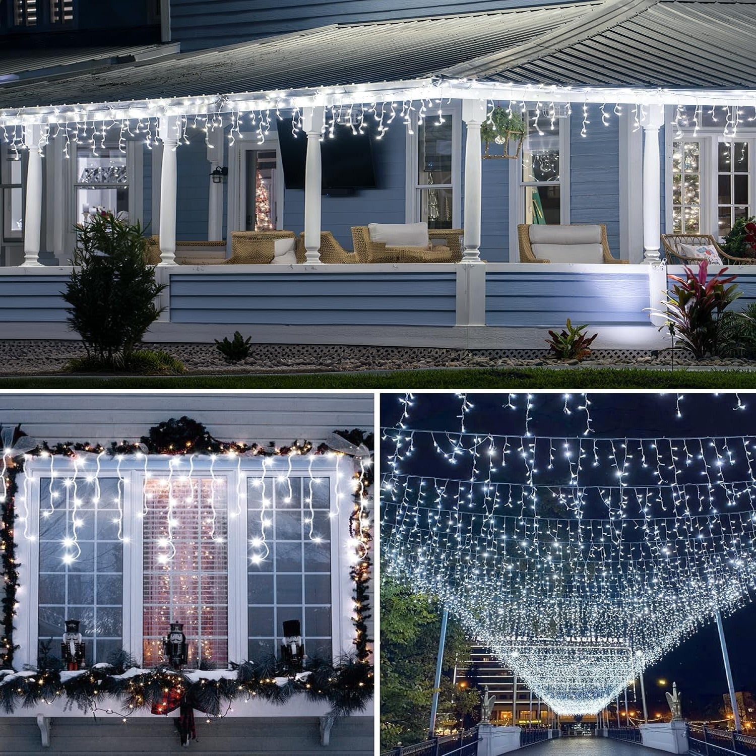 Instalatie Turturi Joyful Box, 30 Metri, 1200 LED-uri, Alb rece, Interconectabila, 8 jocuri de lumini, Interior-Exterior, Waterproof