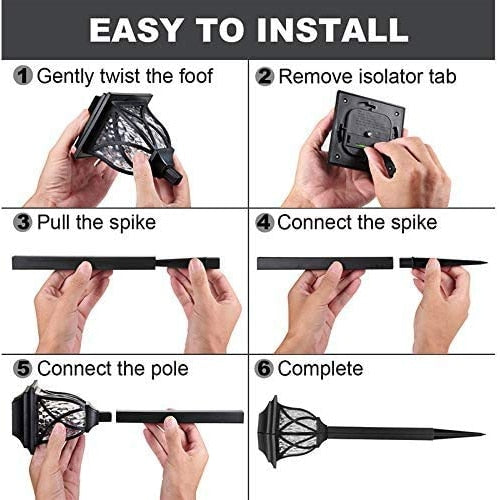 Set 4 Lampi Solare Decorative Joyful Box, LED lumina calda, Negru Royal, Design modern, 2000mAh, Exterior, IP66