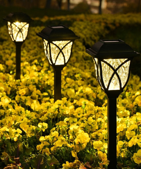 Set 2 Lampi Solare Decorative Joyful Box, LED lumina calda, Negru Royal, Design modern, 2000mAh, Exterior, IP66