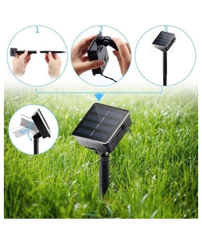 Instalatie Solara Joyful Box, 10 Metri, 100 LED-uri, Albastru, Panou solar, 8 jocuri de lumini