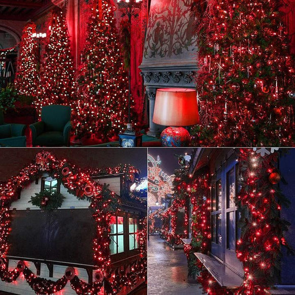 Instalatie Liniara Joyful Box, Rosu, 100 Metri, 500 LED-uri tip diamant si 8 jocuri de lumini, pentru interior si exterior