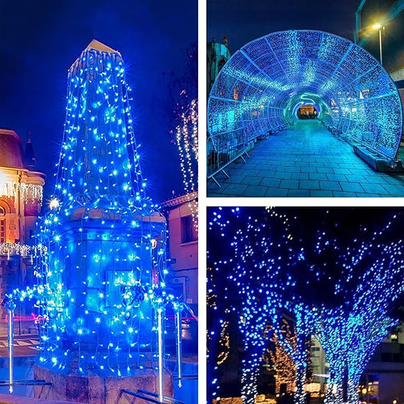 Instalatie Liniara Joyful Box, Albastru, 50 Metri, 250 LED-uri tip diamant si 8 jocuri de lumini, pentru interior si exterior