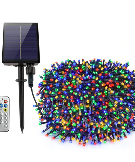 Instalatie Solara Joyful Box, 50 Metri, 500 LED-uri, Multicolor, Panou solar mare, 1200mAh, Telecomanda Wireless