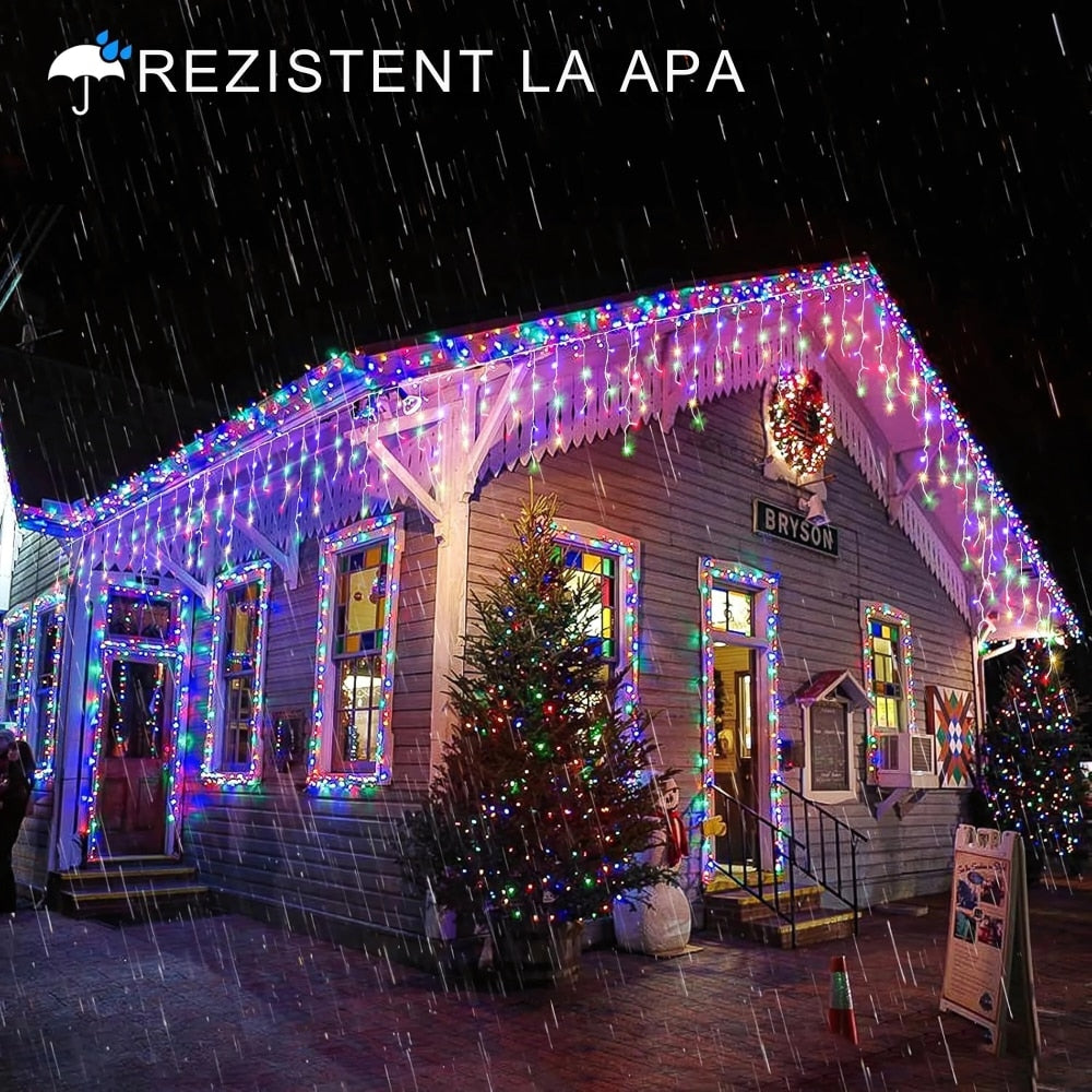 Instalatie Turturi Joyful Box, 30 Metri, 1200 LED-uri, Multicolor, Interconectabila, 8 jocuri de lumini, Interior-Exterior, Waterproof