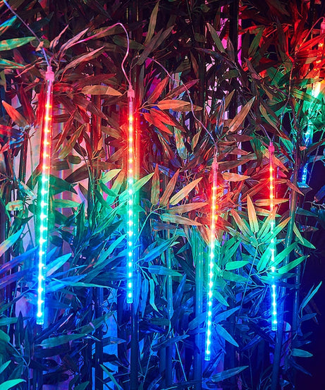 Instalatie Craciun Ploaie Meteori Joyful Box, 8 tuburi 80 cm, 4.5 Metri, Multicolor, Efect ploaie de stele, Interconectabila