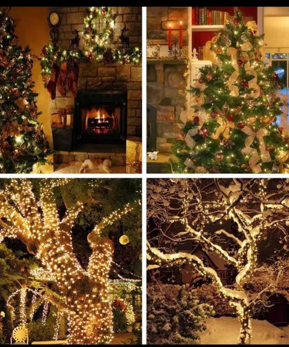 Instalatie Liniara Joyful Box, Galben, 100 Metri, 500 LED-uri tip diamant si 8 jocuri de lumini, pentru interior si exterior, Lumina alba calda