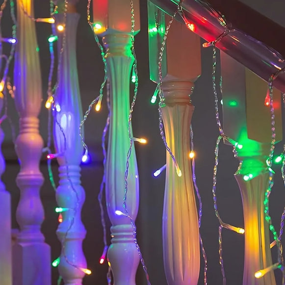 Instalatie Turturi Joyful Box, 12 Metri, 300 LED-uri, Multicolor, Interconectabila, 8 jocuri de lumini, Interior-Exterior, Waterproof