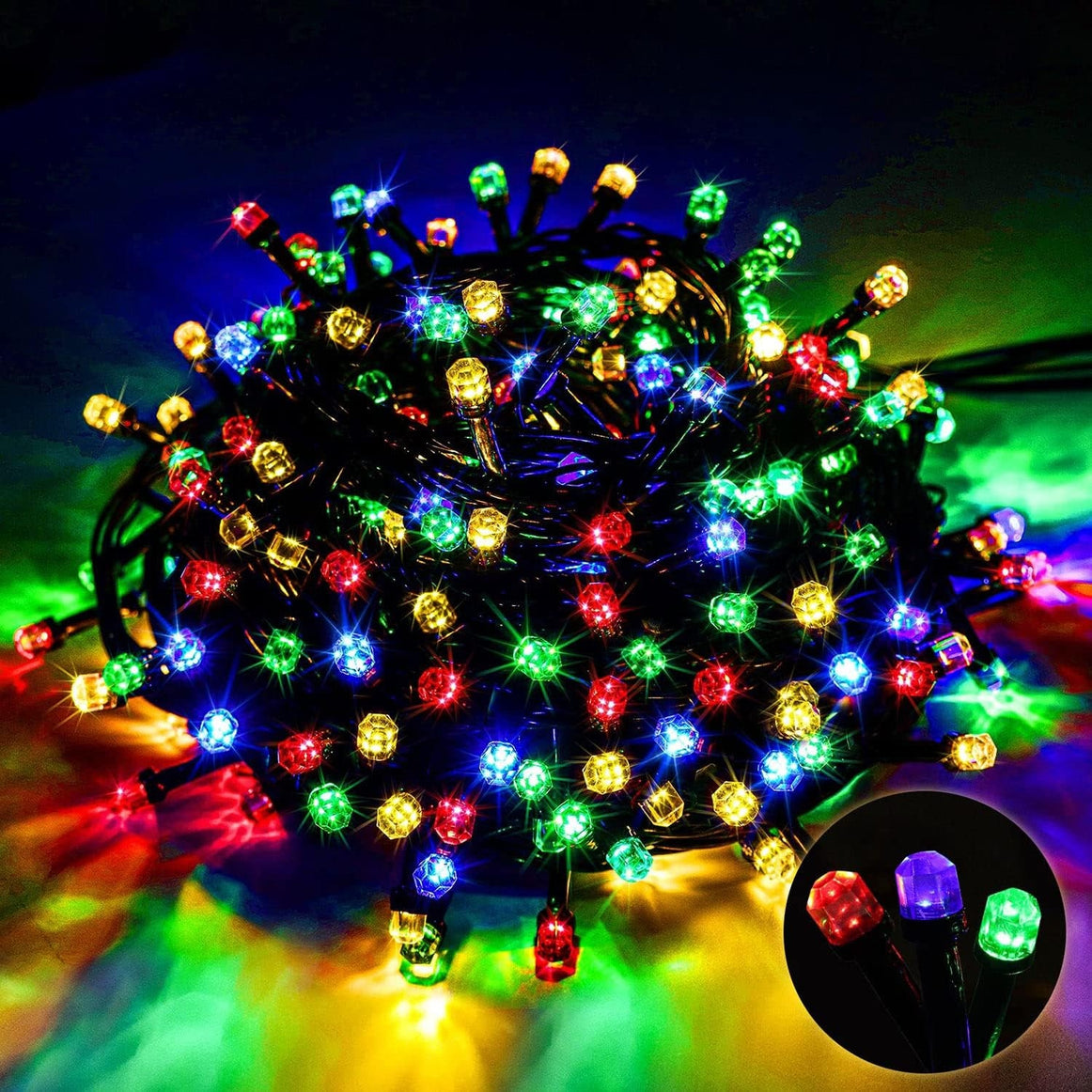 Instalatie LED DIAMANT Joyful Box, 9 Metri, 100 LED-uri, Multicolor, Interconectabila, 8 jocuri de lumini, Interior-Exterior