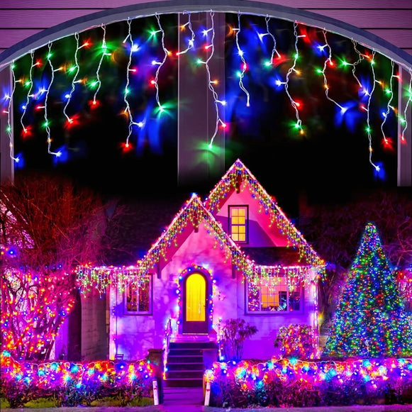 Instalatie Turturi Joyful Box, 12 Metri, 300 LED-uri, Multicolor, Interconectabila, 8 jocuri de lumini, Interior-Exterior, Waterproof