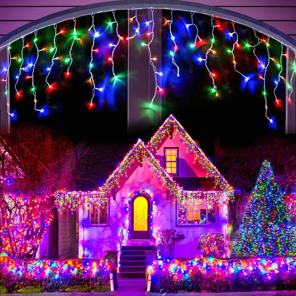 Instalatie Turturi Joyful Box, 30 Metri, 1200 LED-uri, Multicolor, Interconectabila, 8 jocuri de lumini, Interior-Exterior, Waterproof