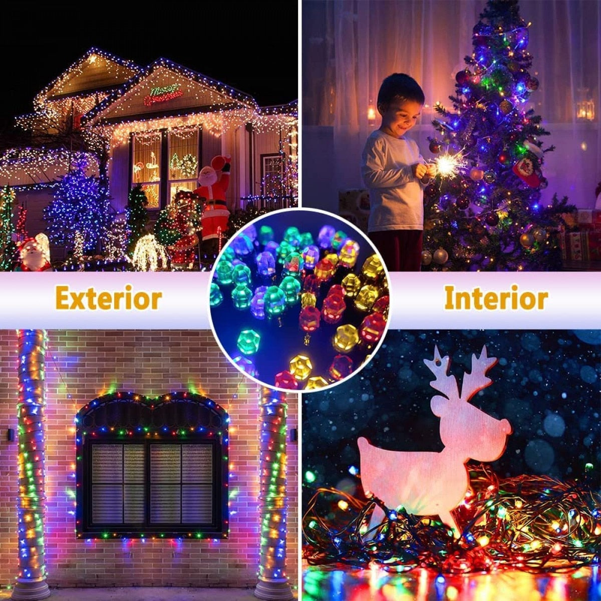Instalatie LED DIAMANT Joyful Box, 9 Metri, 100 LED-uri, Multicolor, Interconectabila, 8 jocuri de lumini, Interior-Exterior