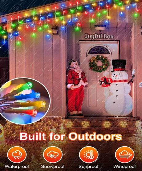 Instalatie Premium Turturi Joyful Box, 35 Metri, 700 LED-uri, Multicolor, Flash Alb, Interconectabila, Cablu alb cauciucat