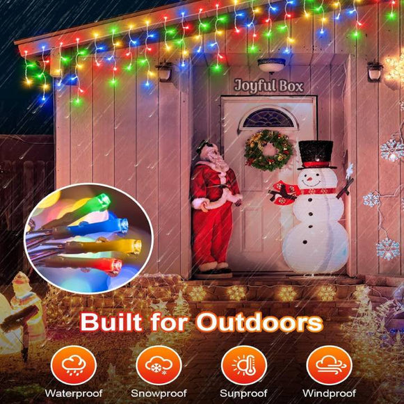 Instalatie Premium Turturi Joyful Box, 50 Metri, 1000 LED-uri, Multicolor, Flash Alb, Interconectabila, Cablu alb cauciucat