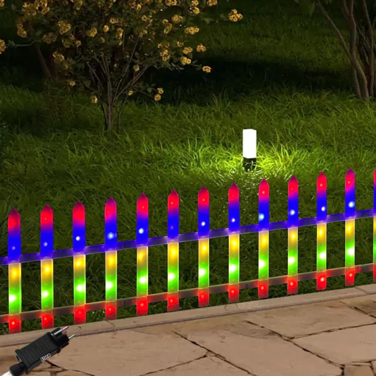 Gard decorativ cu LED-uri Joyful Box, 3 Metri, Multicolor, 8 moduri de iluminare, Interconectabil, Interior-Exterior, RGB, 220W