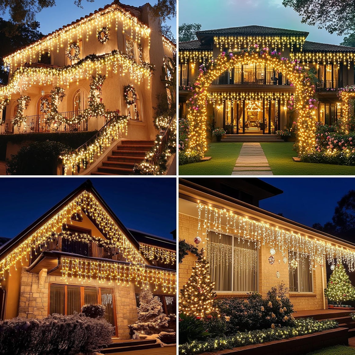 Instalatie Turturi Joyful Box, 12 Metri, 300 LED-uri, Galben, Interconectabila, 8 jocuri de lumini, Interior-Exterior, Waterproof