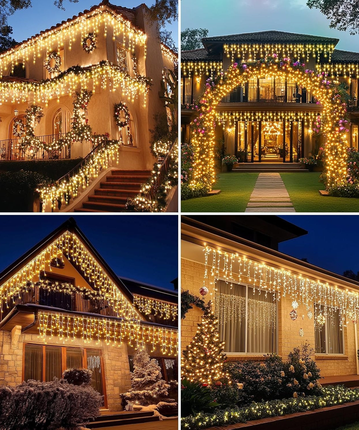Instalatie Turturi Joyful Box, 12 Metri, 300 LED-uri, Galben, Interconectabila, 8 jocuri de lumini, Interior-Exterior, Waterproof