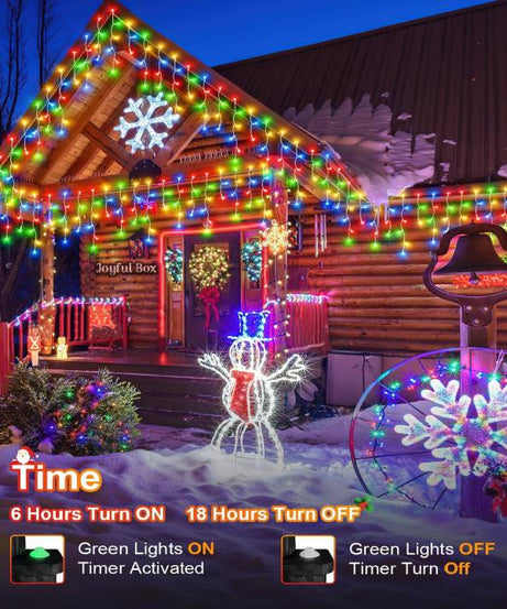 Instalatie Premium Turturi Joyful Box, 35 Metri, 700 LED-uri, Multicolor, Flash Alb, Interconectabila, Cablu alb cauciucat