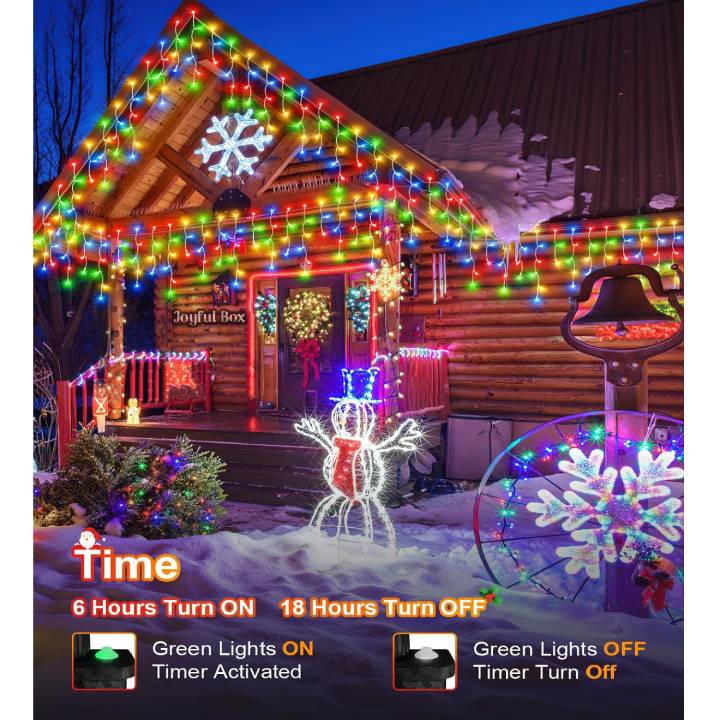 Instalatie Premium Turturi Joyful Box, 50 Metri, 1000 LED-uri, Multicolor, Flash Alb, Interconectabila, Cablu alb cauciucat