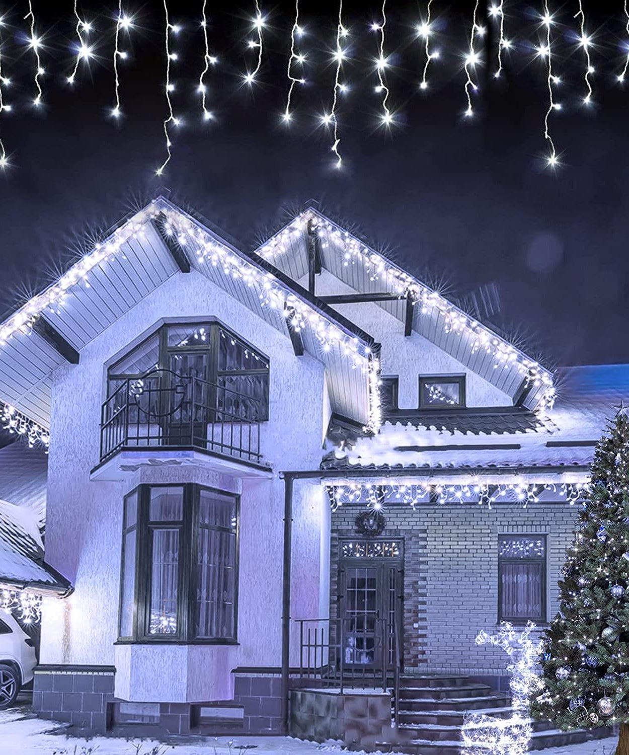 Instalatie Turturi Joyful Box, 30 Metri, 1200 LED-uri, Alb rece, Interconectabila, 8 jocuri de lumini, Interior-Exterior, Waterproof