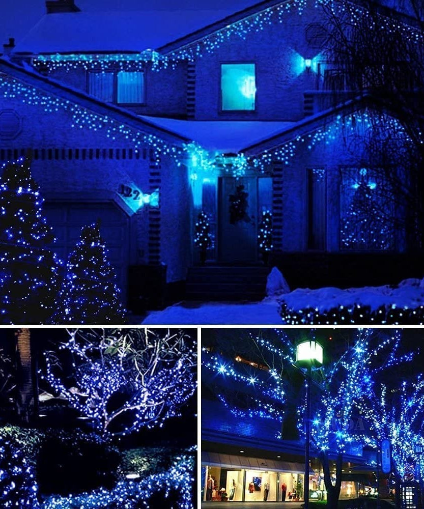 Instalatie Solara Joyful Box, 50 Metri, 500 LED-uri, Albastru, Panou solar mare, 1200mAh, Telecomanda Wireless
