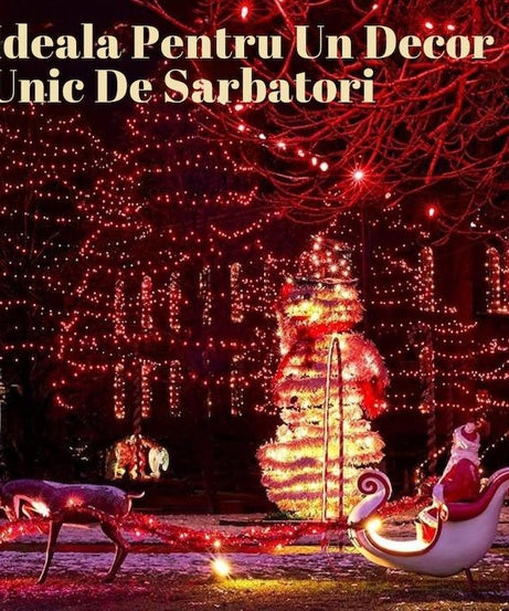 Instalatie Liniara Joyful Box, Rosu, 100 Metri, 500 LED-uri tip diamant si 8 jocuri de lumini, pentru interior si exterior