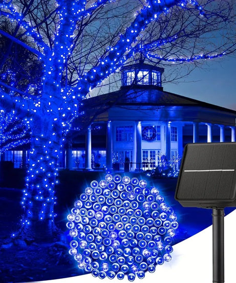 Instalatie Solara Joyful Box, 10 Metri, 100 LED-uri, Albastru, Panou solar, 8 jocuri de lumini